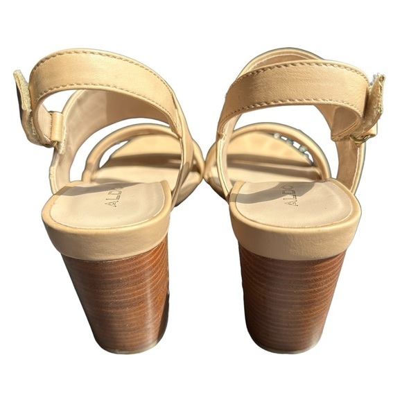 ALDO BEIGE  OPEN TOE HEELED BLOCK SANDAL WOMENS SIZE 7 - Picture 8 of 14